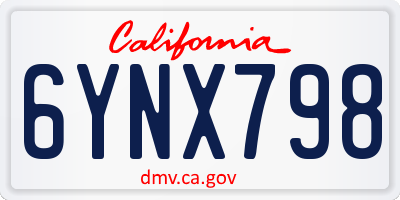 CA license plate 6YNX798