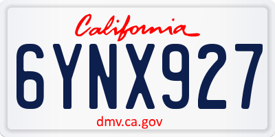 CA license plate 6YNX927