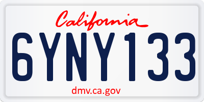 CA license plate 6YNY133