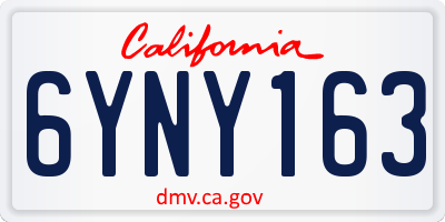 CA license plate 6YNY163