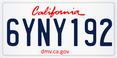 CA license plate 6YNY192