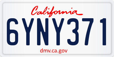 CA license plate 6YNY371