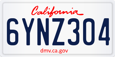 CA license plate 6YNZ304