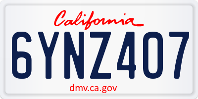 CA license plate 6YNZ407
