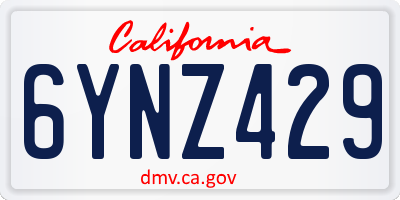 CA license plate 6YNZ429