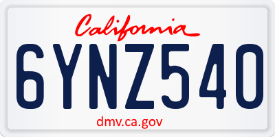 CA license plate 6YNZ540