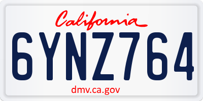 CA license plate 6YNZ764
