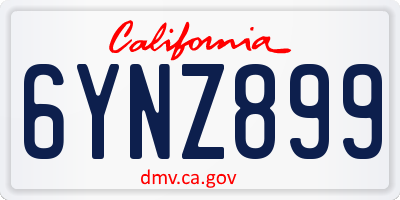 CA license plate 6YNZ899