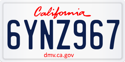 CA license plate 6YNZ967