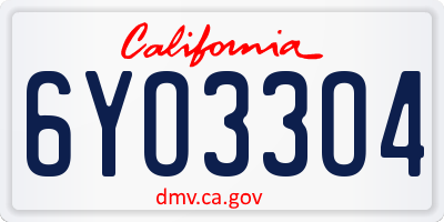 CA license plate 6YO33O4