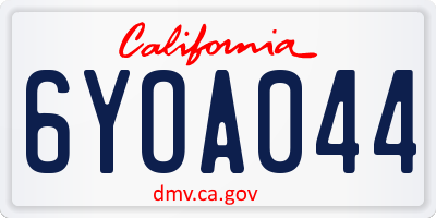 CA license plate 6YOA044