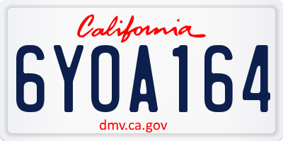 CA license plate 6YOA164