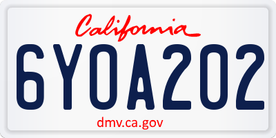 CA license plate 6YOA202