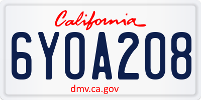 CA license plate 6YOA208