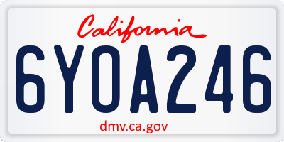 CA license plate 6YOA246