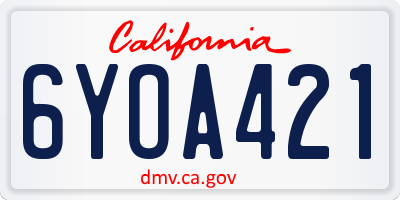 CA license plate 6YOA421