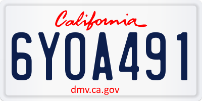 CA license plate 6YOA491