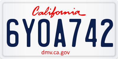 CA license plate 6YOA742