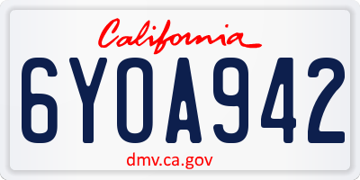 CA license plate 6YOA942