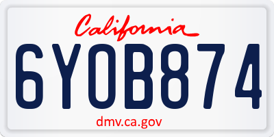 CA license plate 6YOB874