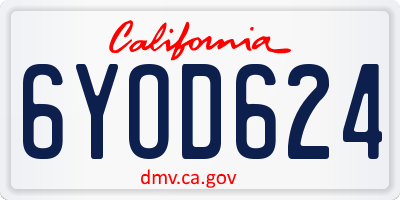 CA license plate 6YOD624
