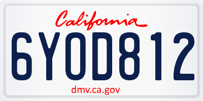 CA license plate 6YOD812