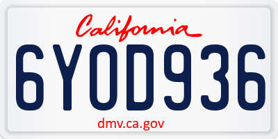 CA license plate 6YOD936