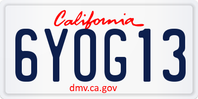 CA license plate 6YOG13