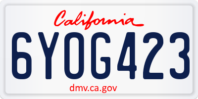 CA license plate 6YOG423