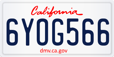 CA license plate 6YOG566