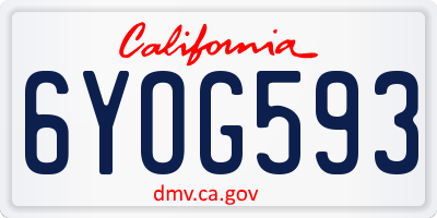 CA license plate 6YOG593
