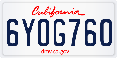 CA license plate 6YOG760