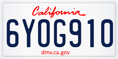 CA license plate 6YOG910