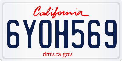 CA license plate 6YOH569