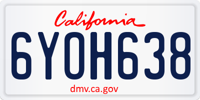CA license plate 6YOH638