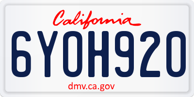 CA license plate 6YOH920