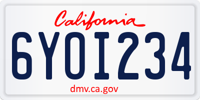 CA license plate 6YOI234