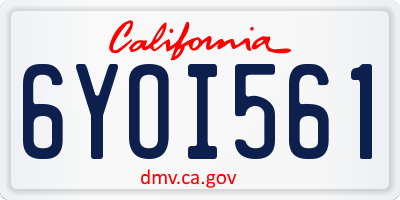 CA license plate 6YOI561
