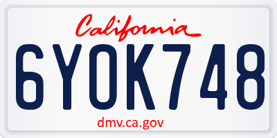 CA license plate 6YOK748