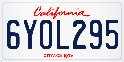 CA license plate 6YOL295