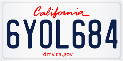 CA license plate 6YOL684