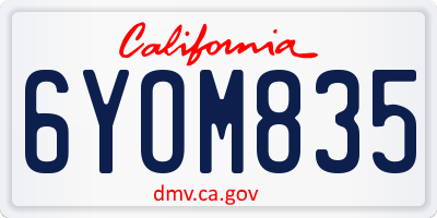 CA license plate 6YOM835