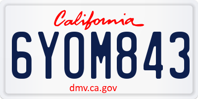 CA license plate 6YOM843