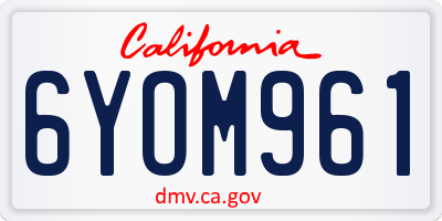 CA license plate 6YOM961