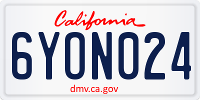 CA license plate 6YON024