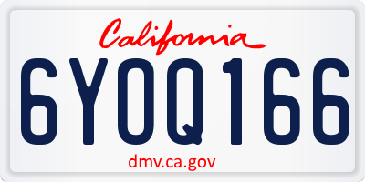 CA license plate 6YOQ166