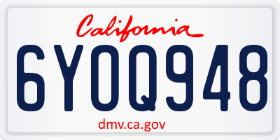 CA license plate 6YOQ948