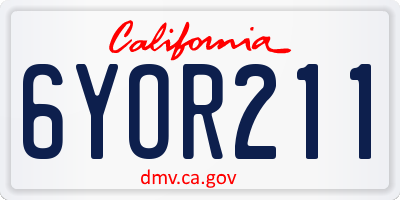 CA license plate 6YOR211