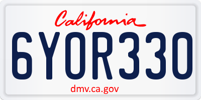 CA license plate 6YOR330