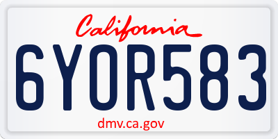 CA license plate 6YOR583